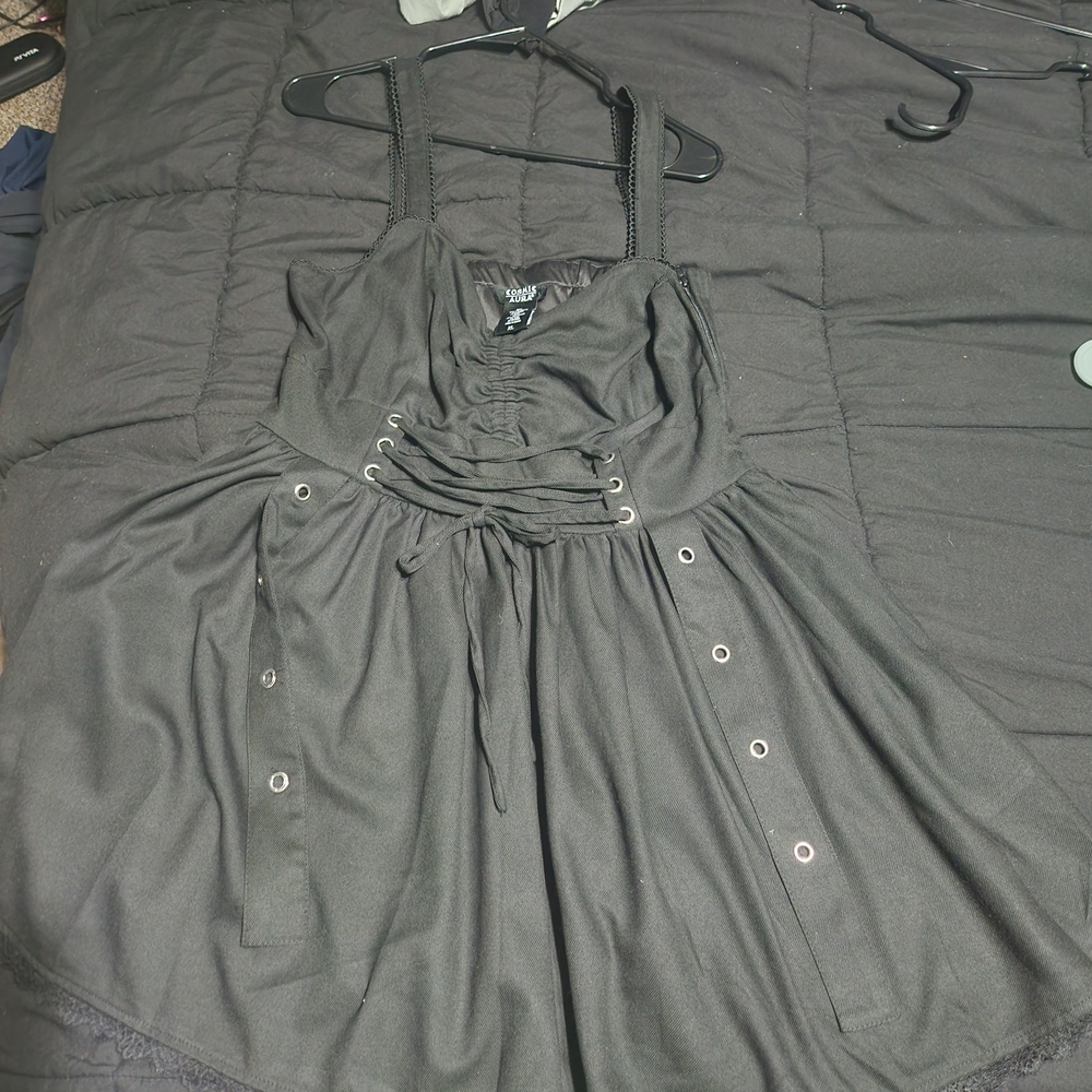 Hot Topic Black Lace-Up Mini Dress